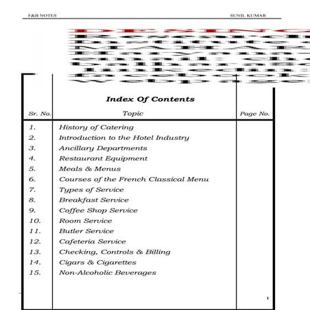 Basic food and beverage service