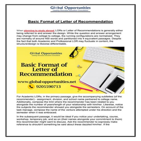 Basic format of letter of recommendation
