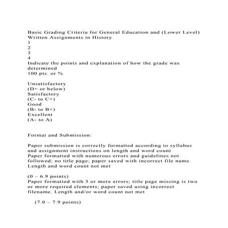 Basic Grading Criteria for General Education and (Lower Level) Wri.docx