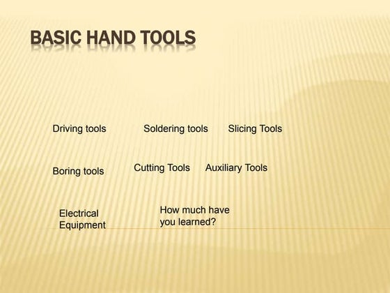Basic Hand Tools for Carpentry Work | PPT