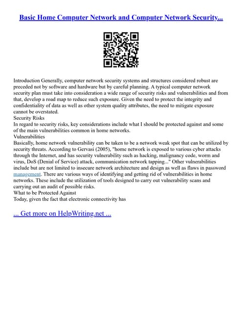 Basic Home Computer Network And Computer Network Security...