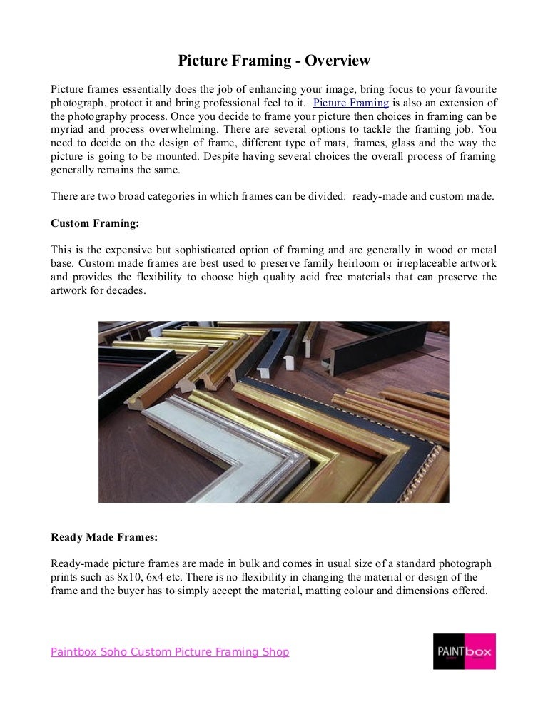 Overview for Types of Picture Framing