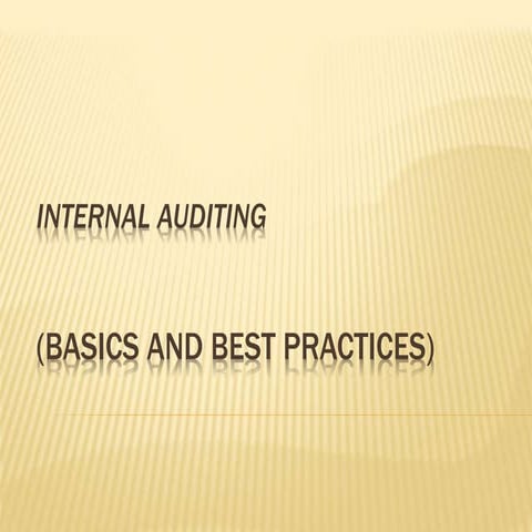 Basic internal auditing
