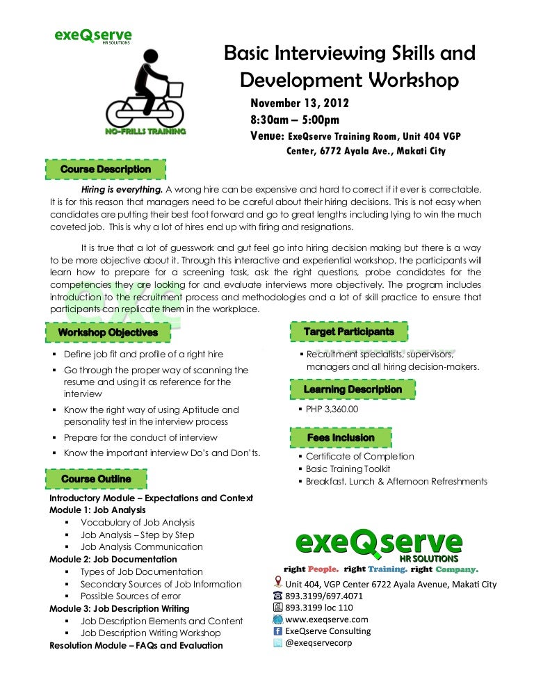 basic interviewing skills workshop