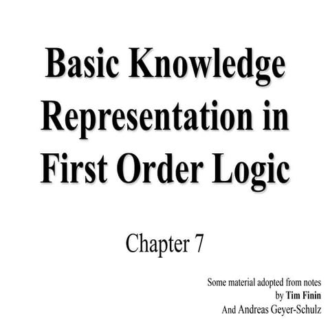 Basic Knowledge Representation in First Order Logic.ppt | Programming ...