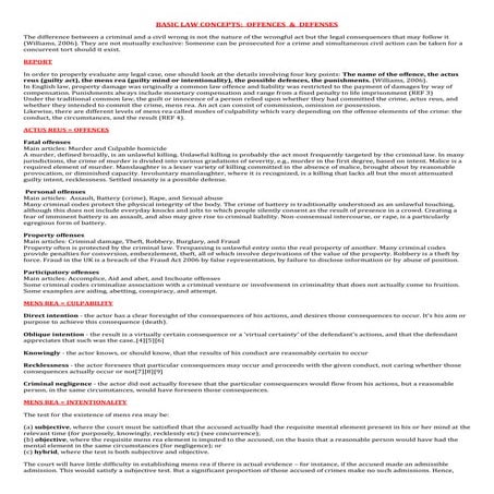 BASIC LAW CONCEPTS: OFFENCES & DEFENSES