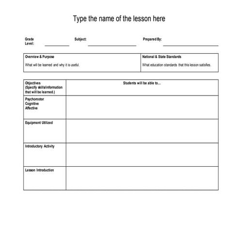 Basic lesson plan template | PPT