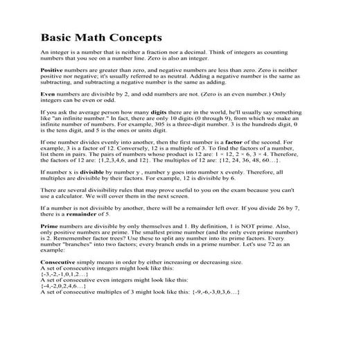 Basic math concepts | PDF