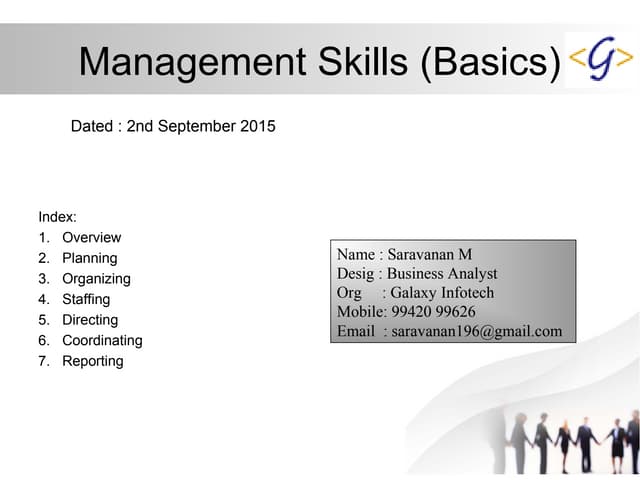Management Skills (Basics) Part 1