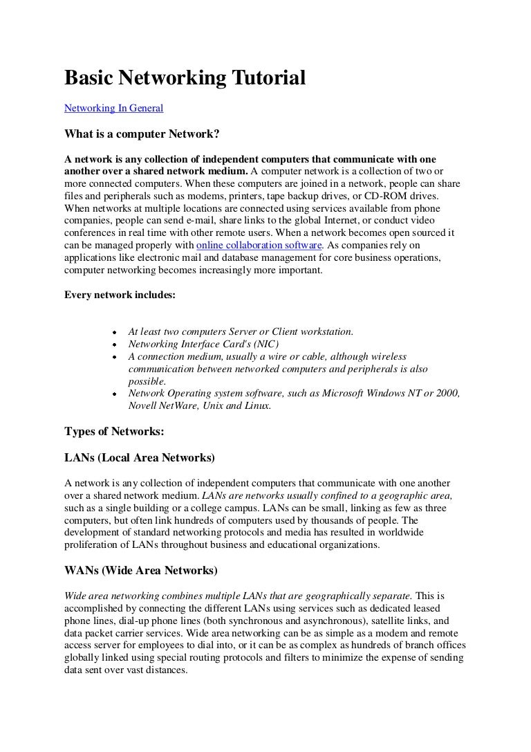 Basic networking tutorial