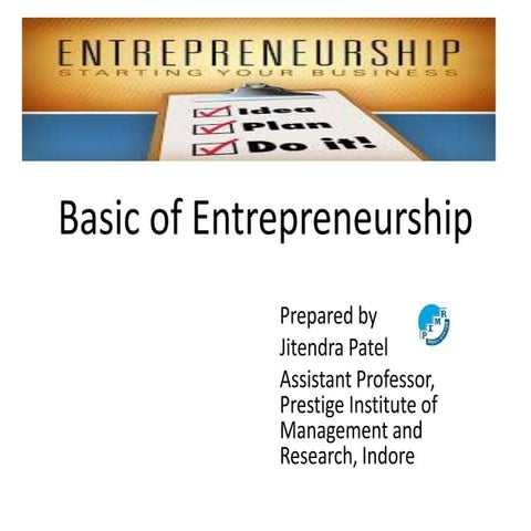 Basic of entrepreneurship