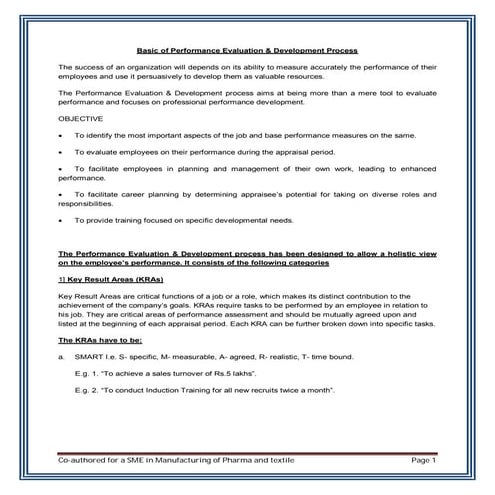 Basic of Performance Evaluation & Development process