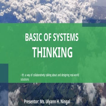 BASIC OF SYSTEMS THINKING REPORTING ORG.