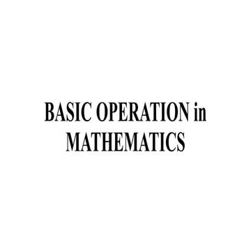 Basic operations in Mathematics | PPT