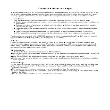 Basic outline of a paper