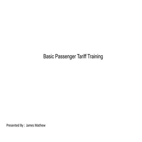 Basic Passenger Tariff Training