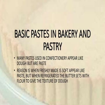 Basic pastes in bakery and pastry