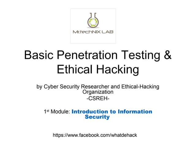 Basic of Ethical Hacking and Penetration Testing - 1st Module