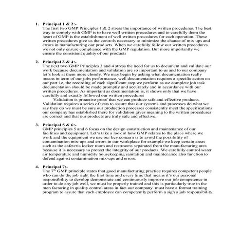 10 Principles of Good Manufacturing Practice (GMP) | PDF