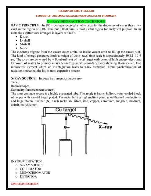 X - RAY DIFFRACTION TECHNIQUE