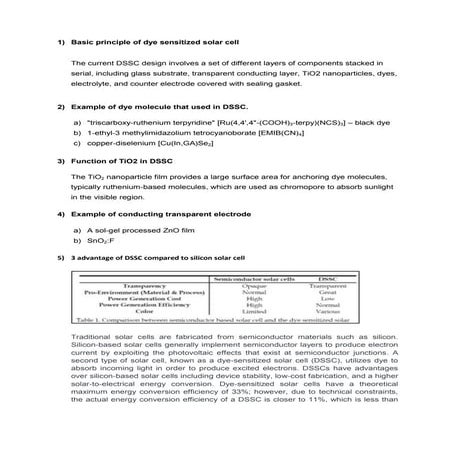 Dye Sensitized Solar cell (DSSC) | PPTX