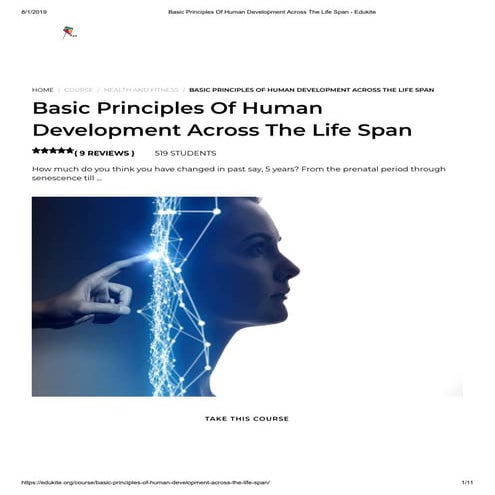 Basic principles of human development across the life span edukite | PDF