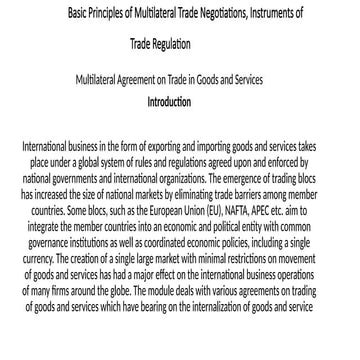 Basic Principles of Multilateral Trade Negotiations, Instruments of ...