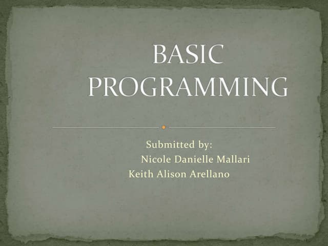 Basic programming