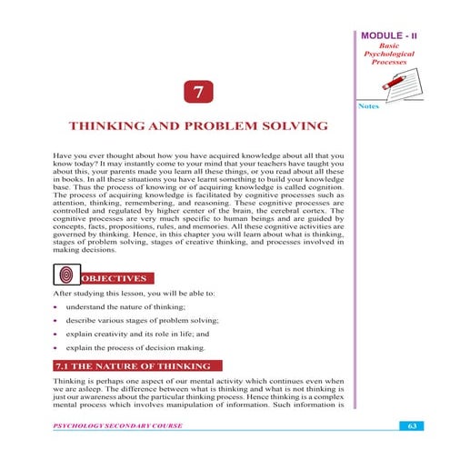 Basic psychological processes  thinking and problem solving