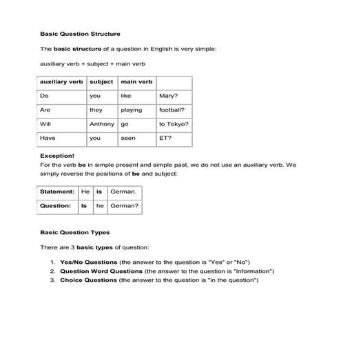 Basic question structure | DOCX