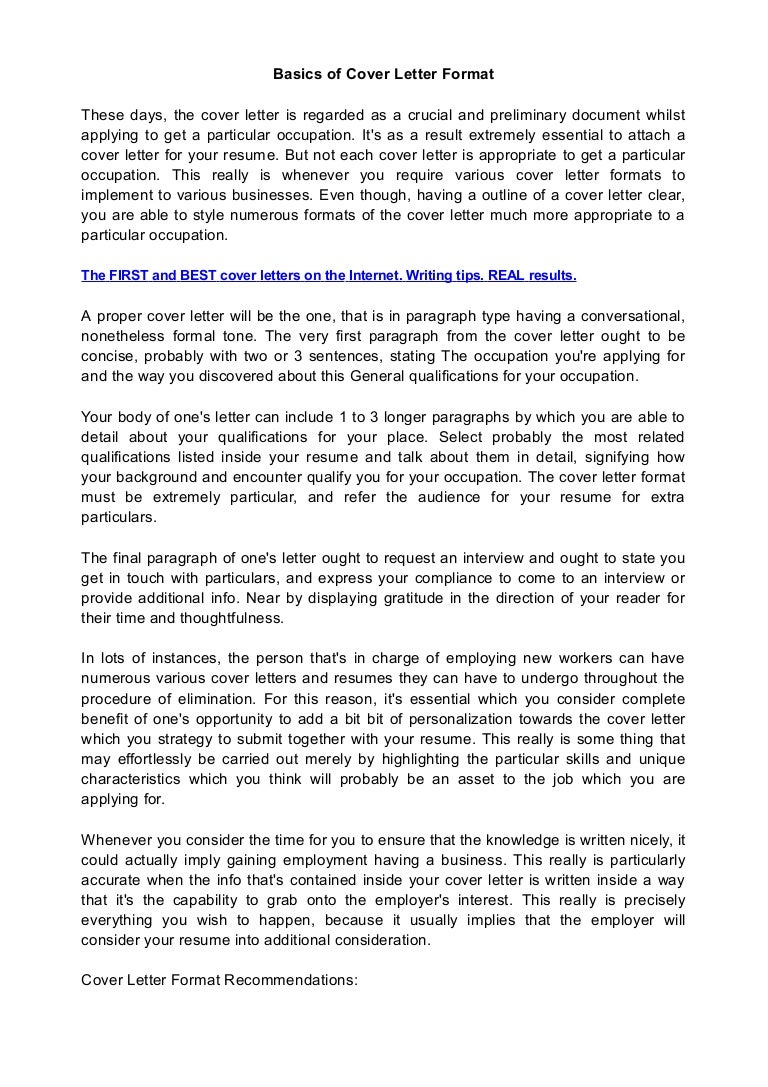 basics of cover letter format the importance of a cover letters