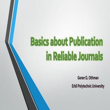 Basics about publication in reliable journals
