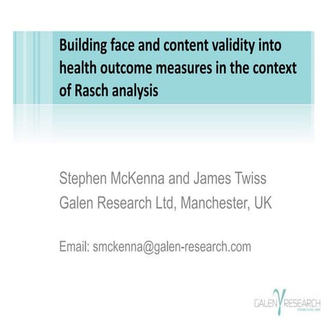 Building face and content validity into health outcome measures in the contex...