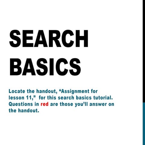 Search Basics and the Library Catalog