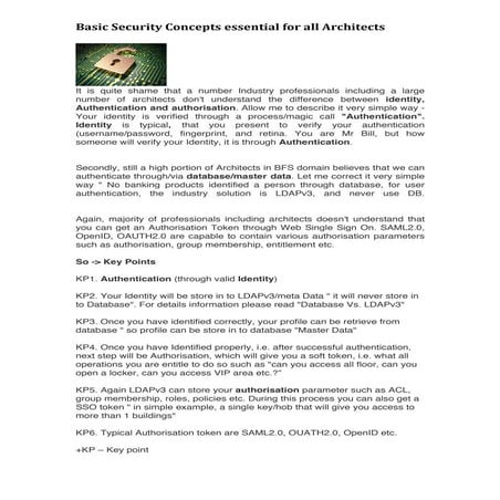 Basic security concepts essential for all architects