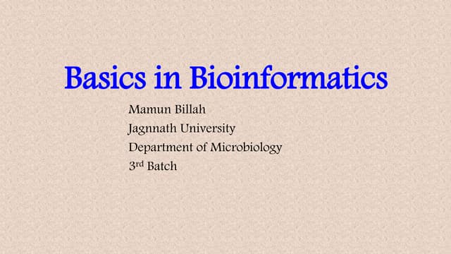 Basics in bioinformatics