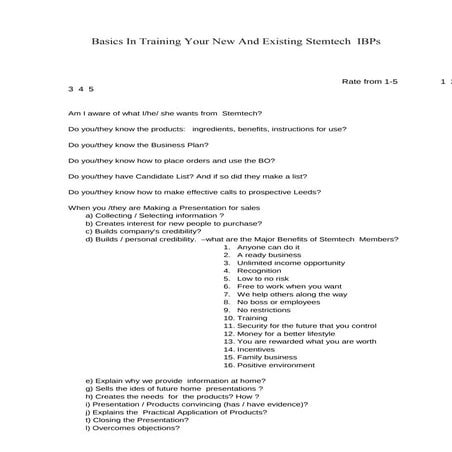 Basics In Training Your New And Existing Stemtech  IBPs