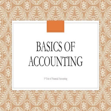 Basics of accounting