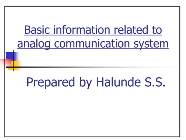 Basics of analog communication system