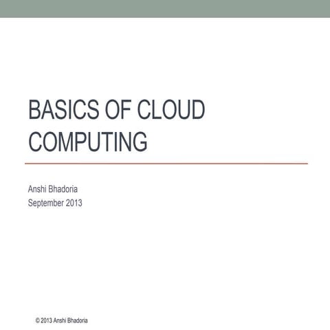 Basics of Cloud Computing