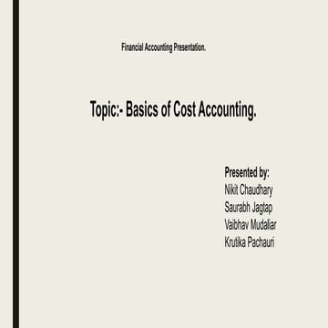 Basics of cost accounting