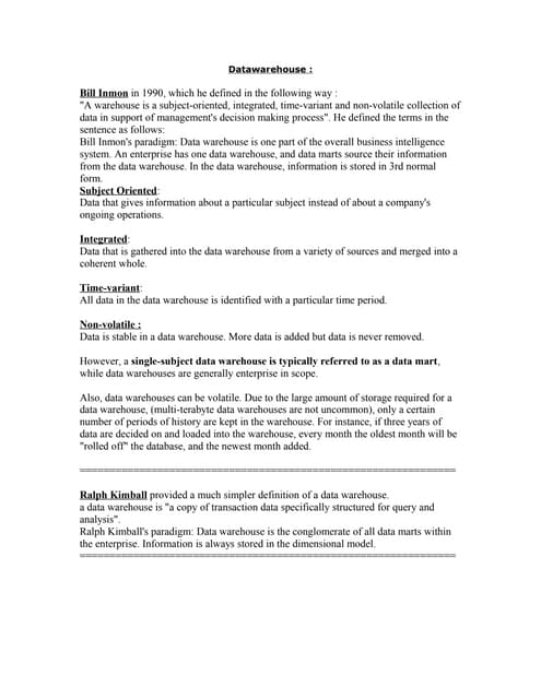 Basics+of+Datawarehousing