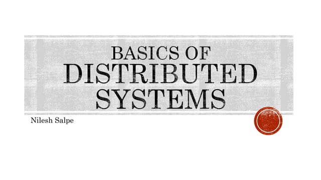 Basics of Distributed Systems - Distributed Storage