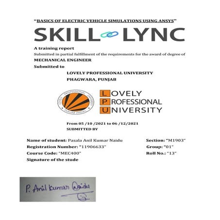 Basics of electric vehicle simulations using ansys pdf | PDF