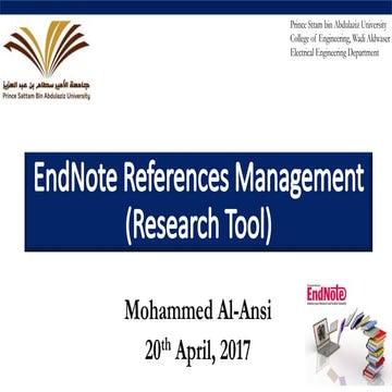 Basics of EndNote research tool