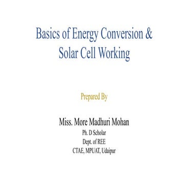 Basics of energy conversion and solar cell working