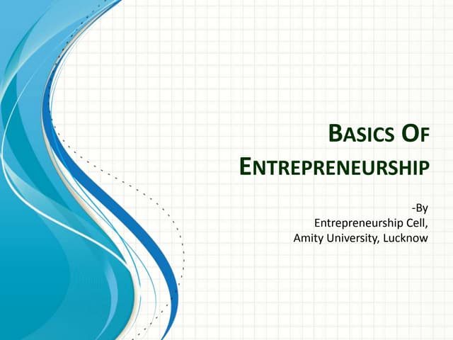 Basics of entrepreneurship