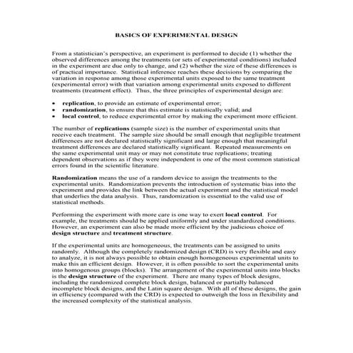 Basics of experimental design