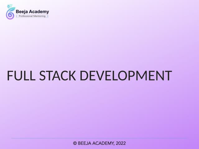 Basics of Fullstack like Web Development