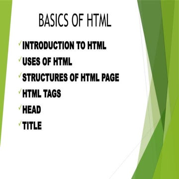 BASICS OF HTML learn the basics of html in this ppt | PPTX